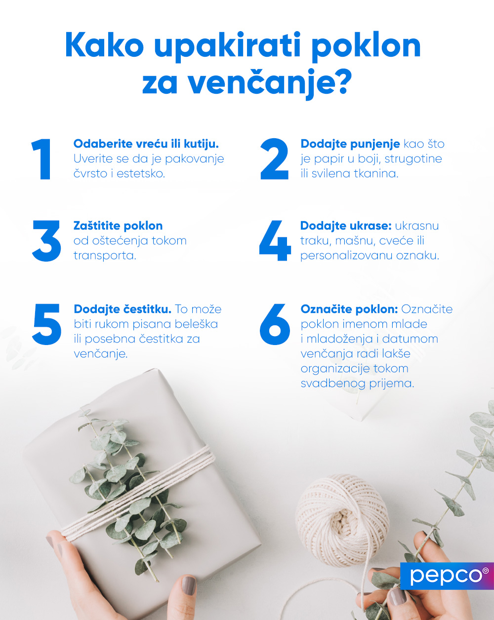 Pepco infografika: kako upakovati svadbeni poklon