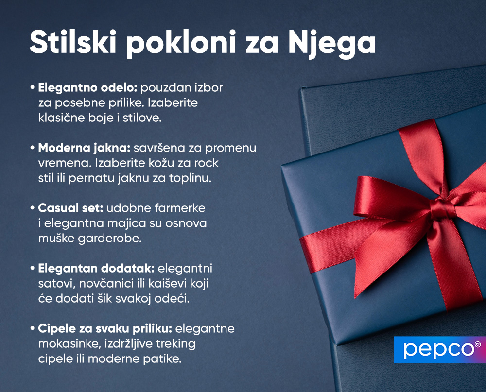 Pepco infografika o idejama za poklon za vašeg muža u vezi sa odećom