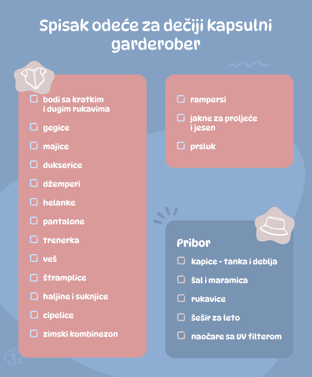 Spisak odeće za dečiji kapsulni garderober