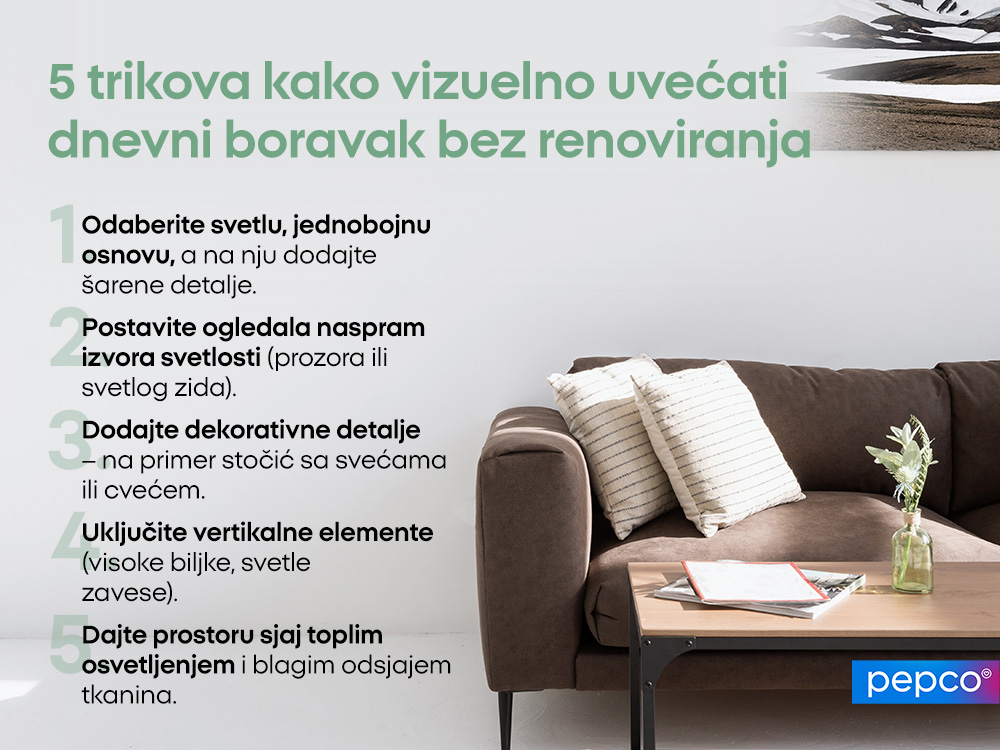 5 trikova kako vizuelno uvećati dnevni boravak bez renoviranja