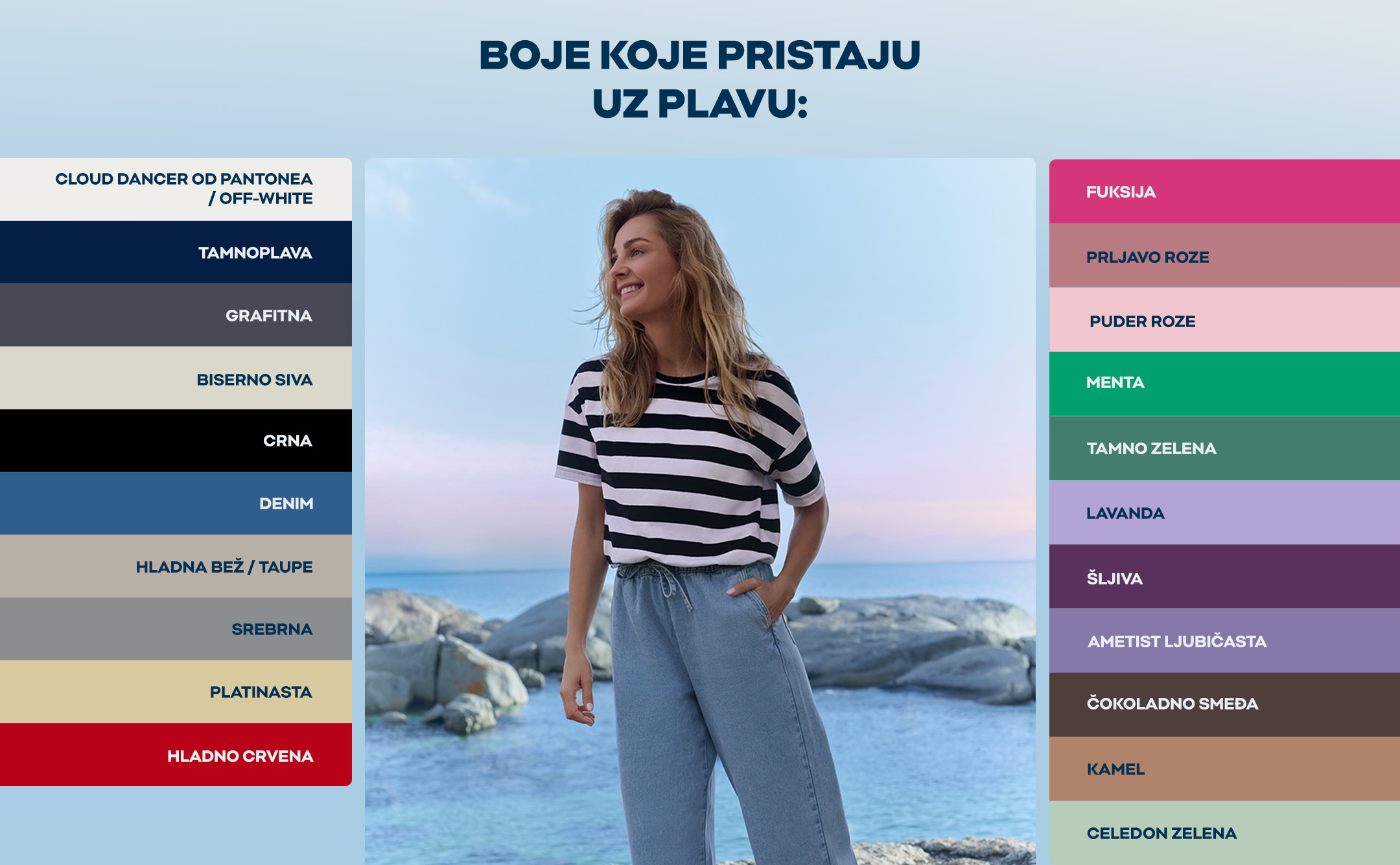 Boje koje pristaju uz plavu