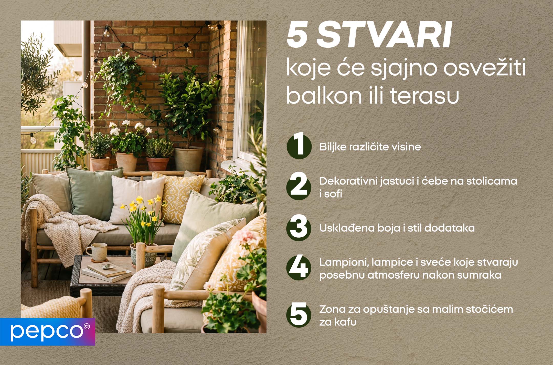 5 STVARI koje će sjajno osvežiti balkon ili terasu 